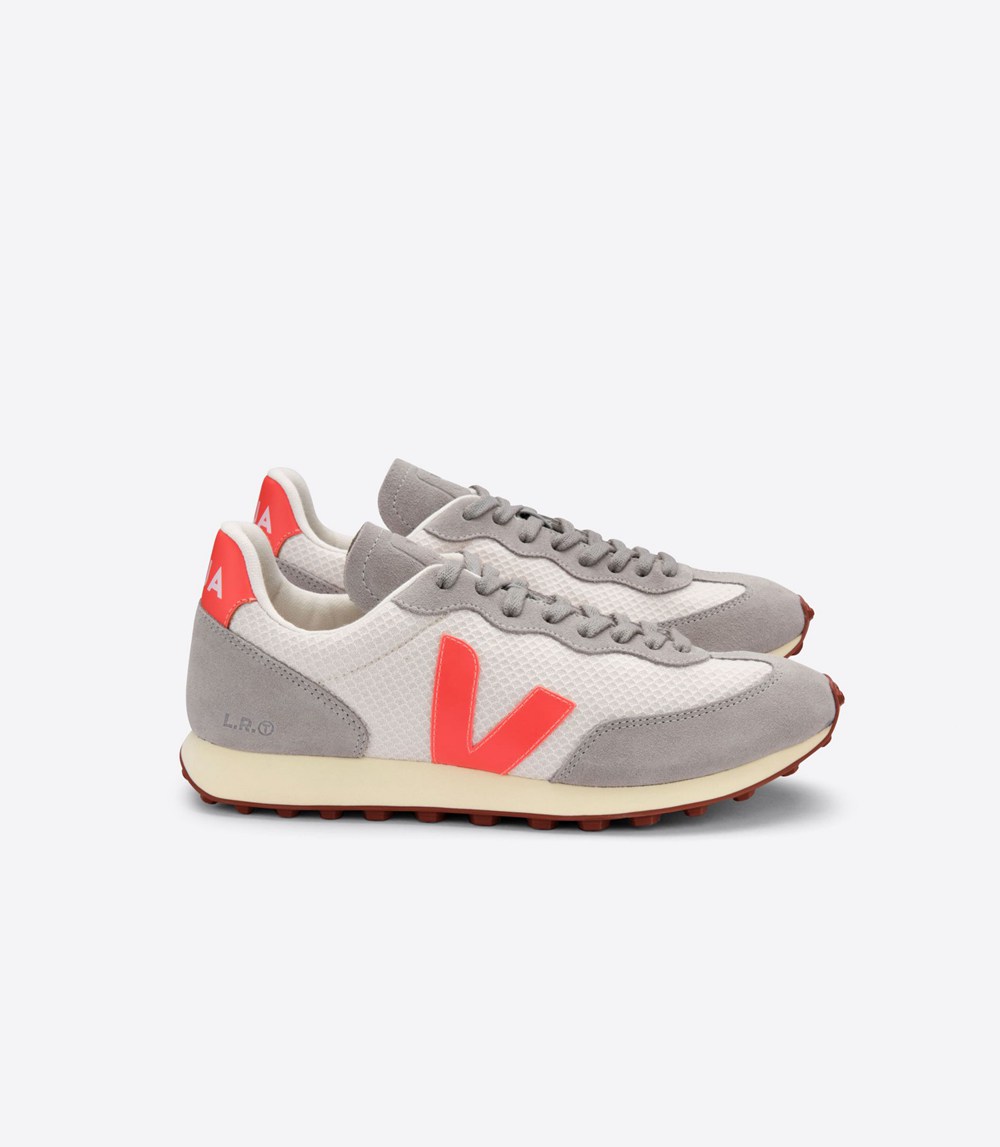 Veja Sneakers Mens - Rio Branco Hexamesh Gravel - Grey/Orange/White - 4108JCTFX